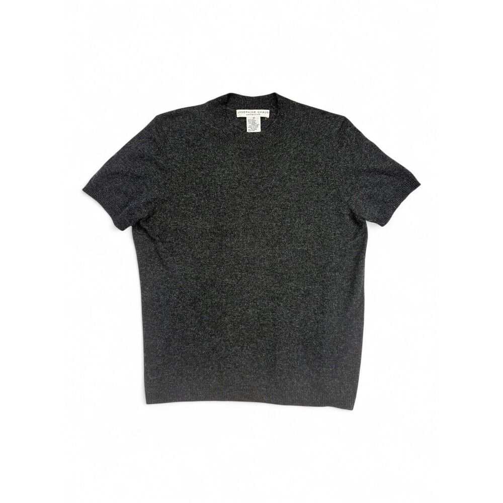 Josephine Chaus Silk-Blend Short Sleeve Knit Top M‎ Charcoal